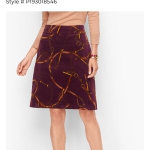 NWT Talbots corduroy chains printed A line skirt, size 10.P